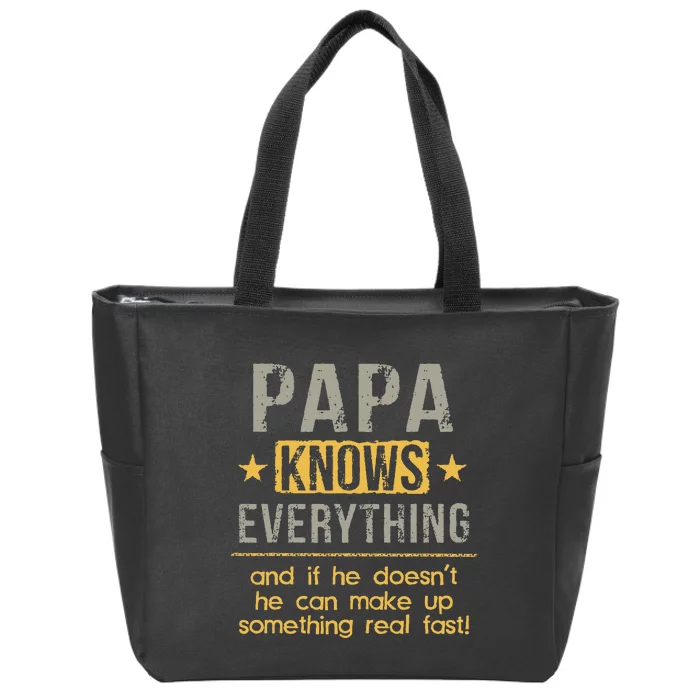 Papa Knows Everything 60th Gift Funny Fathers Day Zip Tote Bag