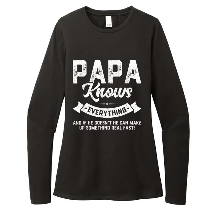 Papa Knows Everything Shirt 60th Gift Funny Father's Day Womens CVC Long Sleeve Shirt