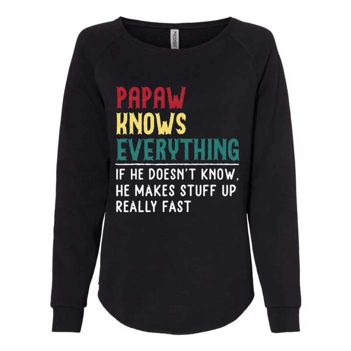 Papaw Know Everything Funny Fathers Day Gift For Grandpa Womens California Wash Sweatshirt