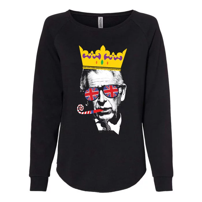 Party King Funny Coronation King Charles Union Jack & Crown Womens California Wash Sweatshirt