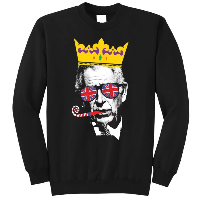 Party King Funny Coronation King Charles Union Jack & Crown Tall Sweatshirt