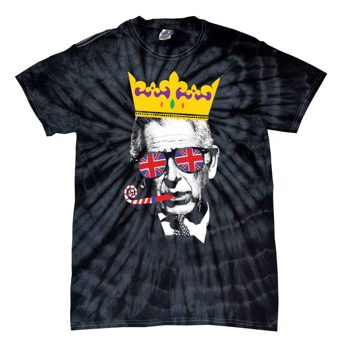 Party King Funny Coronation King Charles Union Jack & Crown Tie-Dye T-Shirt