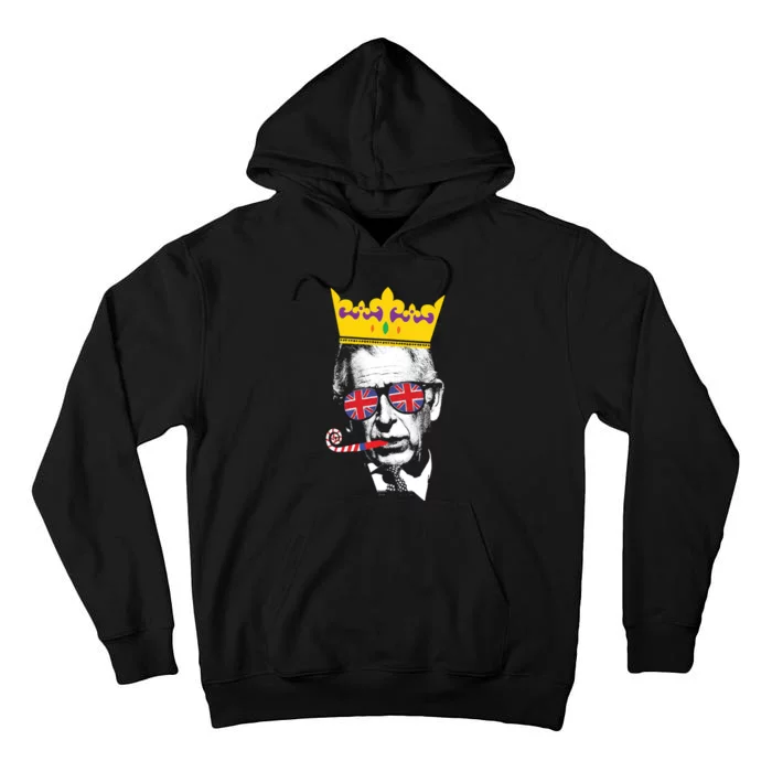 Party King Funny Coronation King Charles Union Jack & Crown Tall Hoodie