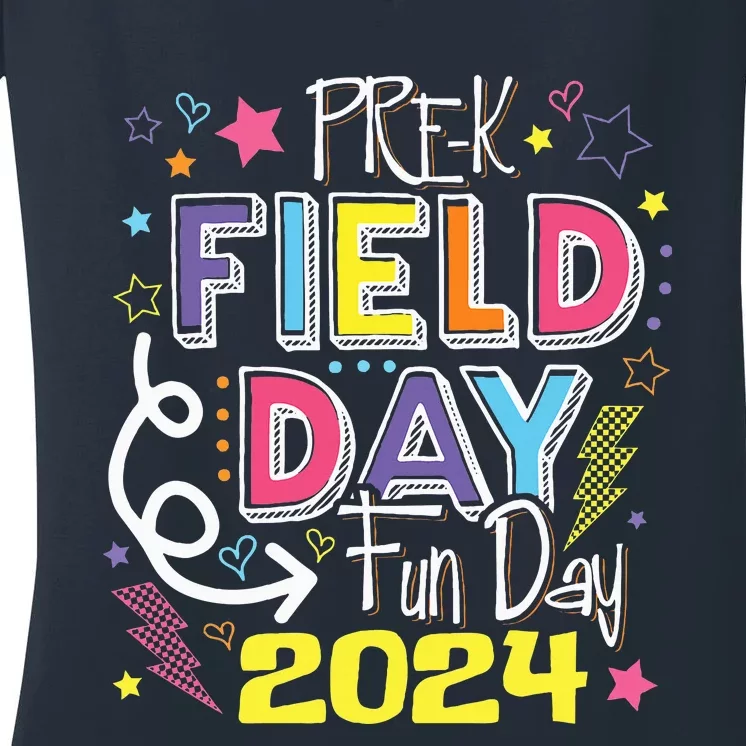 Pre K Field Day Fun Day 2024 Field Day Women's V-Neck T-Shirt