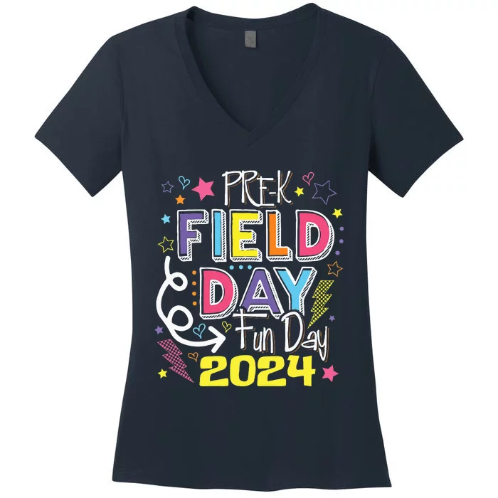 Pre K Field Day Fun Day 2024 Field Day Women's V-Neck T-Shirt