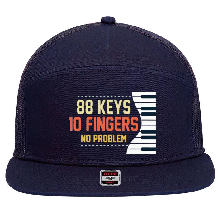 Piano Keys Funny Musician Music 88 Keys Gift 7 Panel Mesh Trucker Snapback Hat