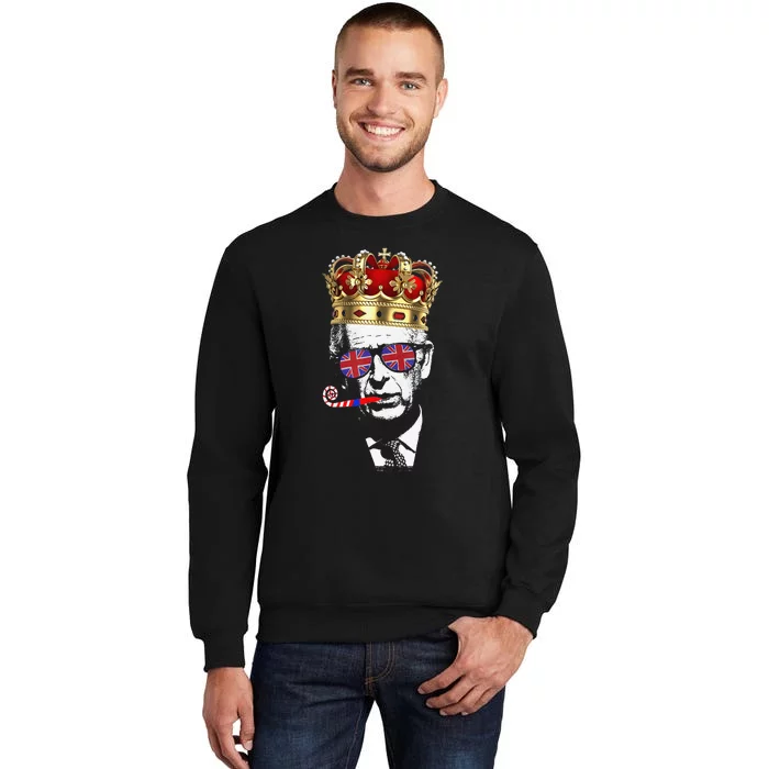 Party King Funny Coronation King Charles Union Jack & Crown Sweatshirt