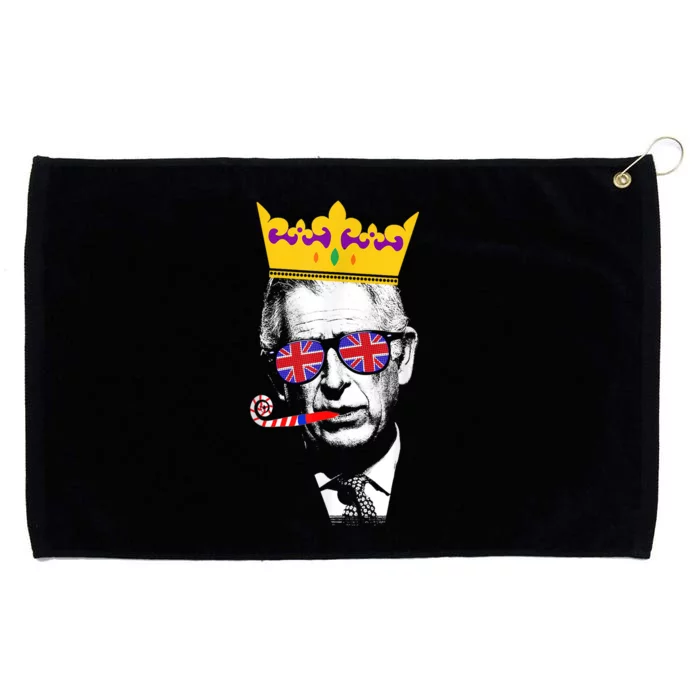 Party King Funny Coronation King Charles Union Jack & Crown Grommeted Golf Towel