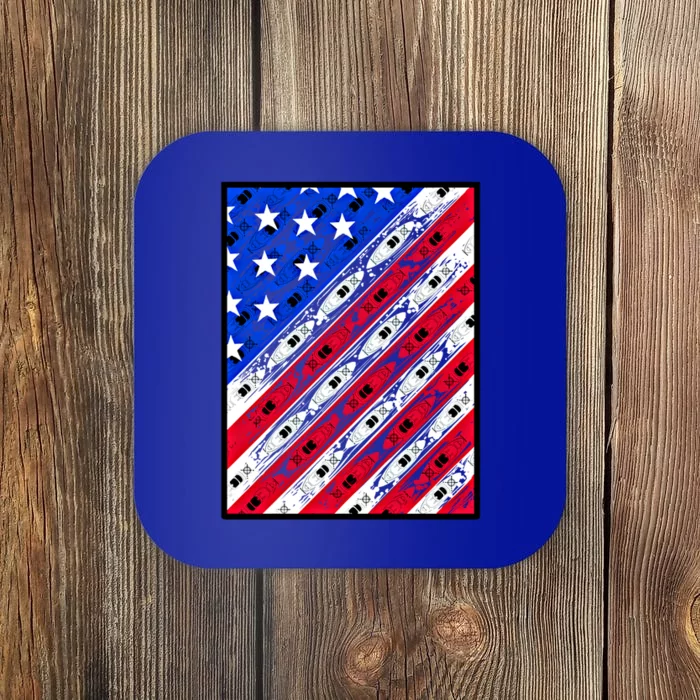 Patriotic Kayaking Gift Kayak American Flag Funny Gift Coaster