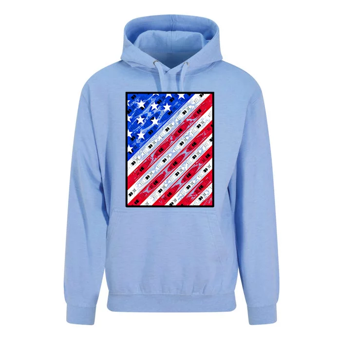 Patriotic Kayaking Gift Kayak American Flag Funny Gift Unisex Surf Hoodie