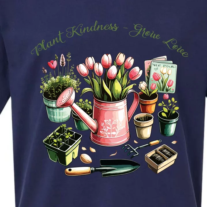 Plant Kindness Grow Love Gardening Spring Themed Positive Sueded Cloud Jersey T-Shirt