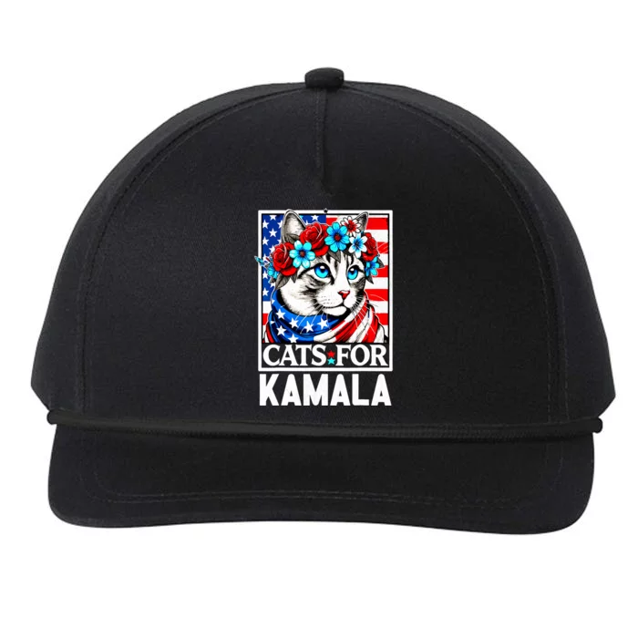 President Kamala Harris Cat Ladies For Kamala Funny Cat 2024 Gift Snapback Five-Panel Rope Hat