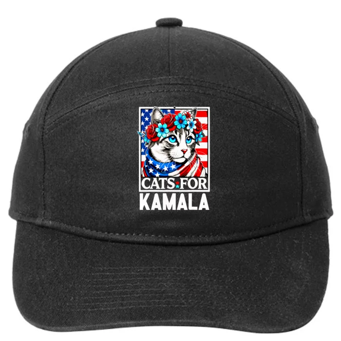 President Kamala Harris Cat Ladies For Kamala Funny Cat 2024 Gift 7-Panel Snapback Hat