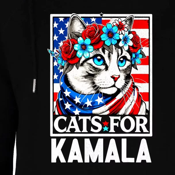 President Kamala Harris Cat Ladies For Kamala Funny Cat 2024 Gift Womens Funnel Neck Pullover Hood