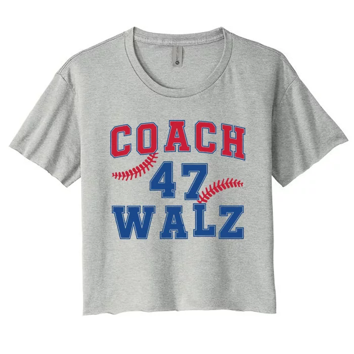 President Kamala Harris Funny Baseball Style Coach 47 Walz Women's Crop Top Tee