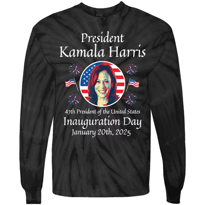 President Kamala Harris Inauguration 2025 Memorabilia Tie-Dye Long Sleeve Shirt