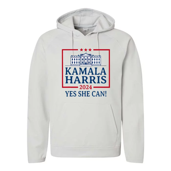 Pro Kamala Harris Yes She Can Kamala Harris 2024 President Performance Fleece Hoodie