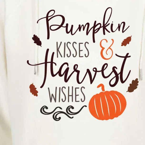 Pumpkin Kisses Harvest Wishes Womens Funnel Neck Pullover Hood