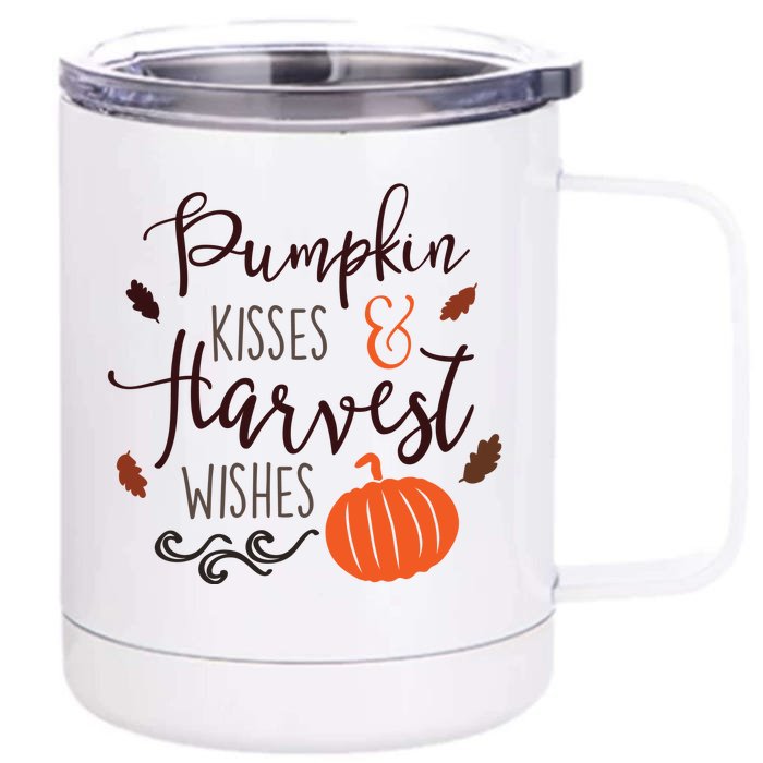 Pumpkin Kisses Harvest Wishes Front & Back 12oz Stainless Steel Tumbler Cup