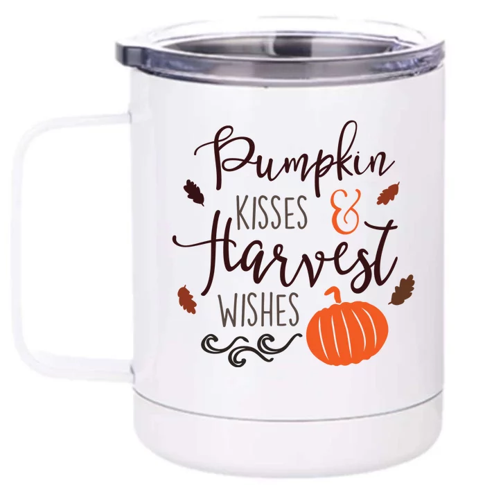 Pumpkin Kisses Harvest Wishes Front & Back 12oz Stainless Steel Tumbler Cup