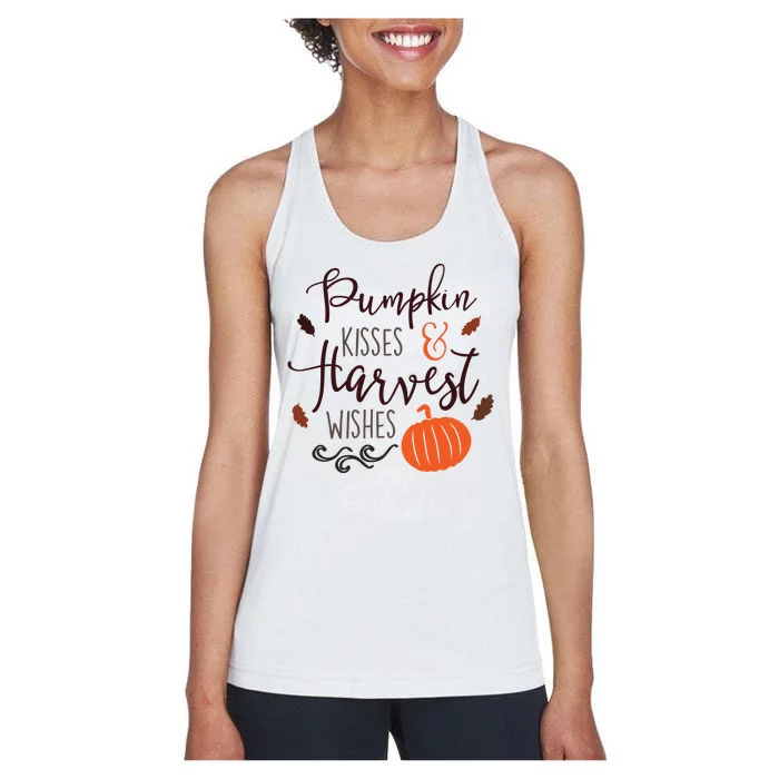 Pumpkin Kisses Harvest Wishes Women's Racerback Tank