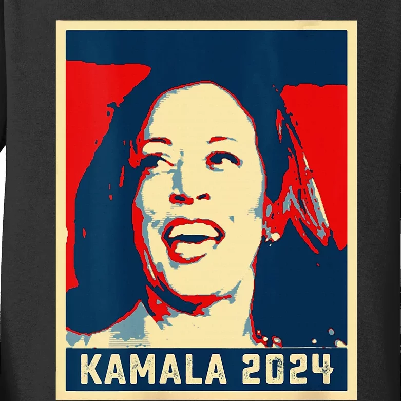 Poster Kamala Harris For President 2024 Madam Vice President Kids Long Sleeve Shirt