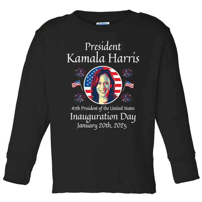 President Kamala Harris Inauguration 2025 Memorabilia Toddler Long Sleeve Shirt