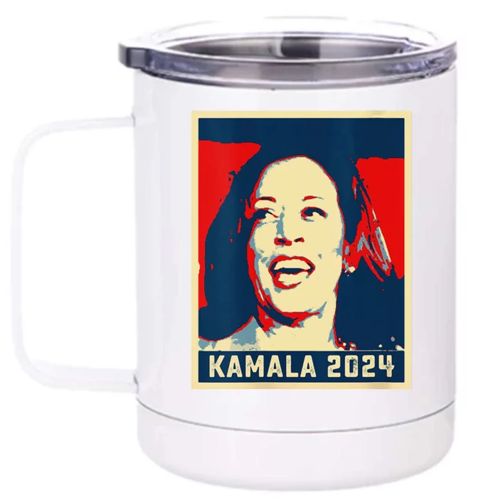 Poster Kamala Harris For President 2024 Madam Vice President Front & Back 12oz Stainless Steel Tumbler Cup