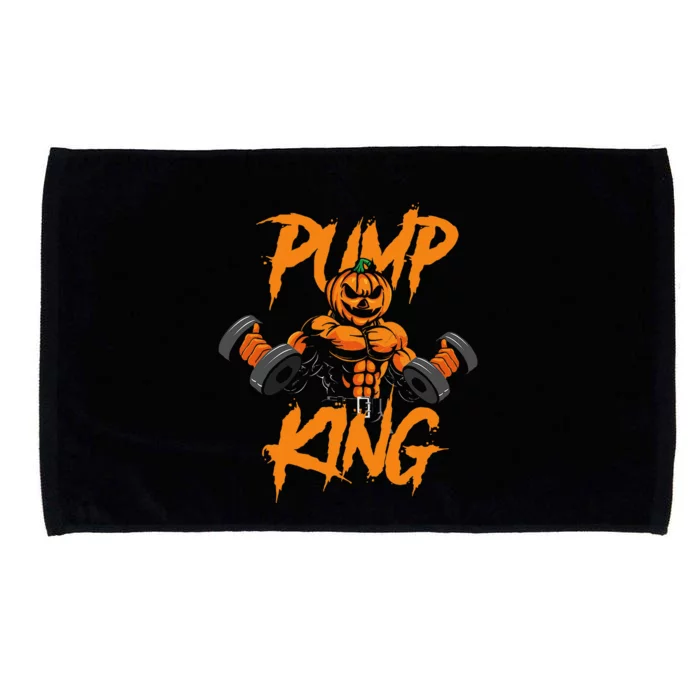 Pump King Halloween Gym Workout Lifting Pumpkin Pun Funny Microfiber Hand Towel