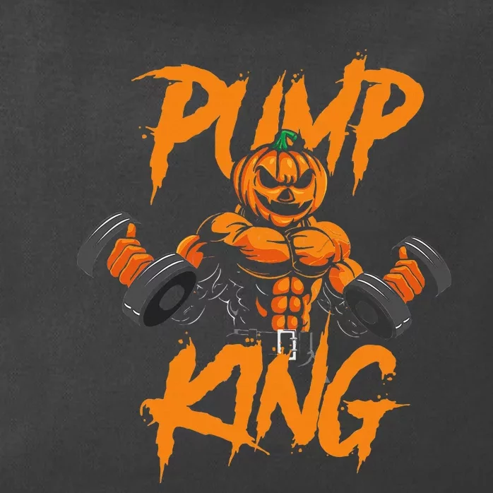 Pump King Halloween Gym Workout Lifting Pumpkin Pun Funny Zip Tote Bag