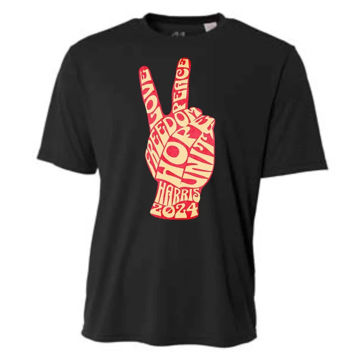 Pro Kamala Harris 2024 Peace Sign Cooling Performance Crew T-Shirt