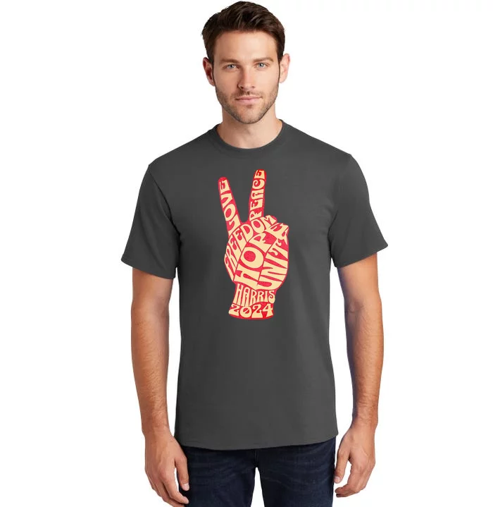 Pro Kamala Harris 2024 Peace Sign Tall T-Shirt