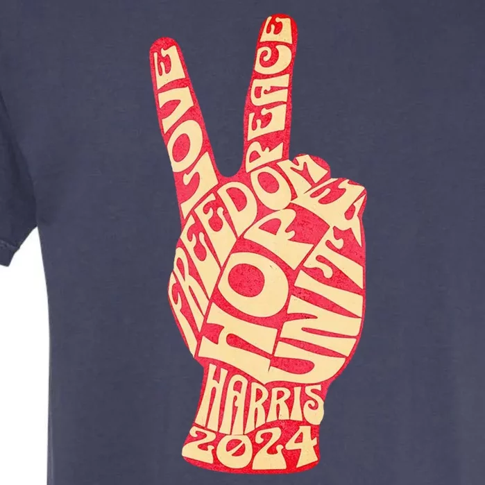 Pro Kamala Harris 2024 Peace Sign Garment-Dyed Heavyweight T-Shirt