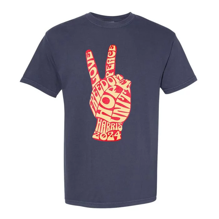 Pro Kamala Harris 2024 Peace Sign Garment-Dyed Heavyweight T-Shirt