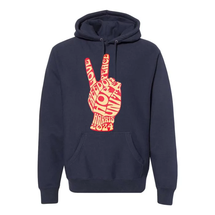 Pro Kamala Harris 2024 Peace Sign Premium Hoodie