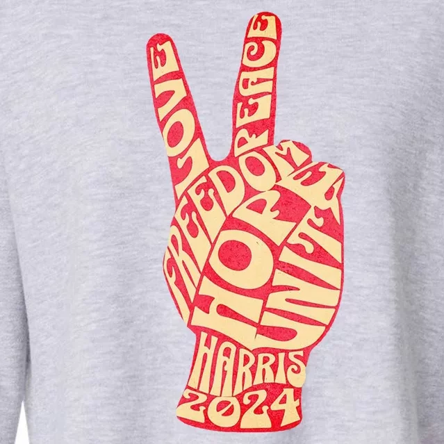 Pro Kamala Harris 2024 Peace Sign Cropped Pullover Crew