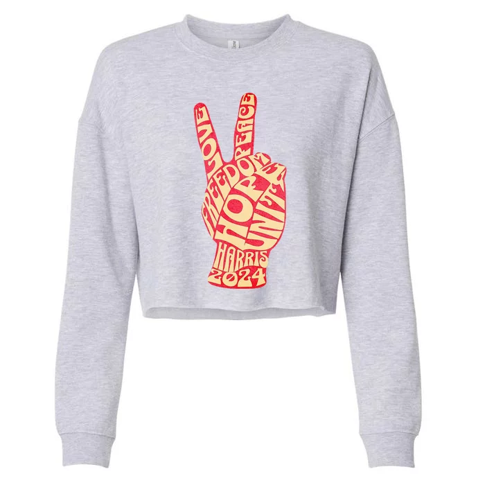 Pro Kamala Harris 2024 Peace Sign Cropped Pullover Crew