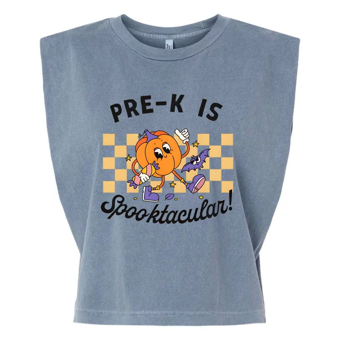 Pre K Is Spooktacular Halloween Pumpkin Spooky Garment-Dyed Women's Muscle Tee