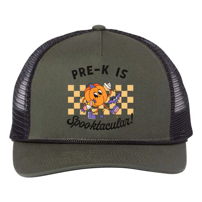 Pre K Is Spooktacular Halloween Pumpkin Spooky Retro Rope Trucker Hat Cap