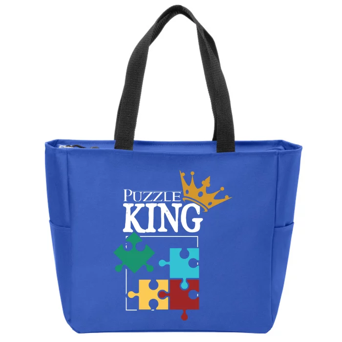 Puzzle King Jigsaw Puzzle Lover Puzzle Pieces Cute Gift Zip Tote Bag