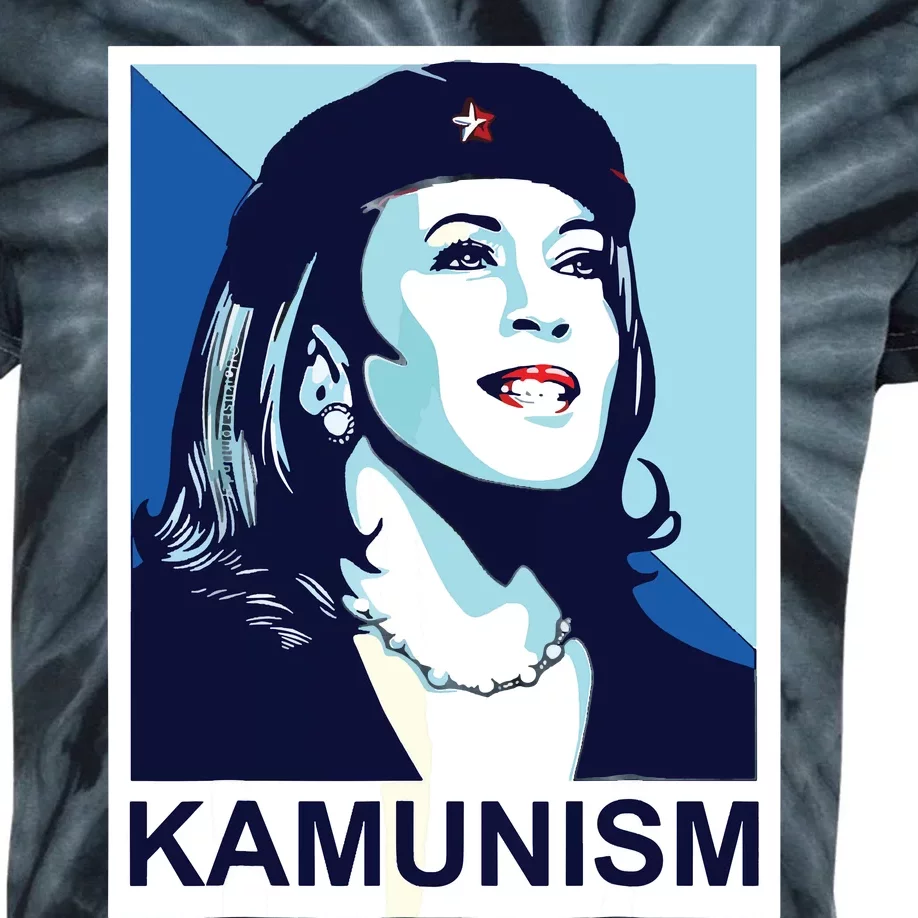 Portrait Kamunism Kamala Harris 2024 Kids Tie-Dye T-Shirt