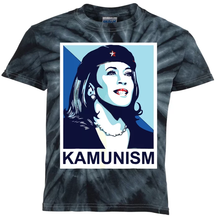 Portrait Kamunism Kamala Harris 2024 Kids Tie-Dye T-Shirt