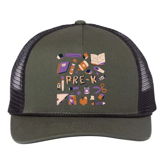 Pre K Kindergarten Back To School Retro Rope Trucker Hat Cap