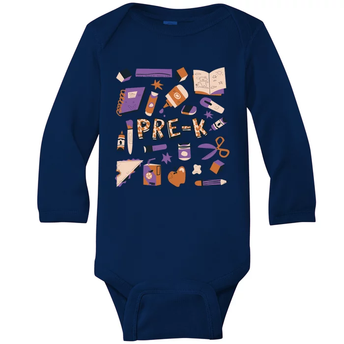 Pre K Kindergarten Back To School Baby Long Sleeve Bodysuit