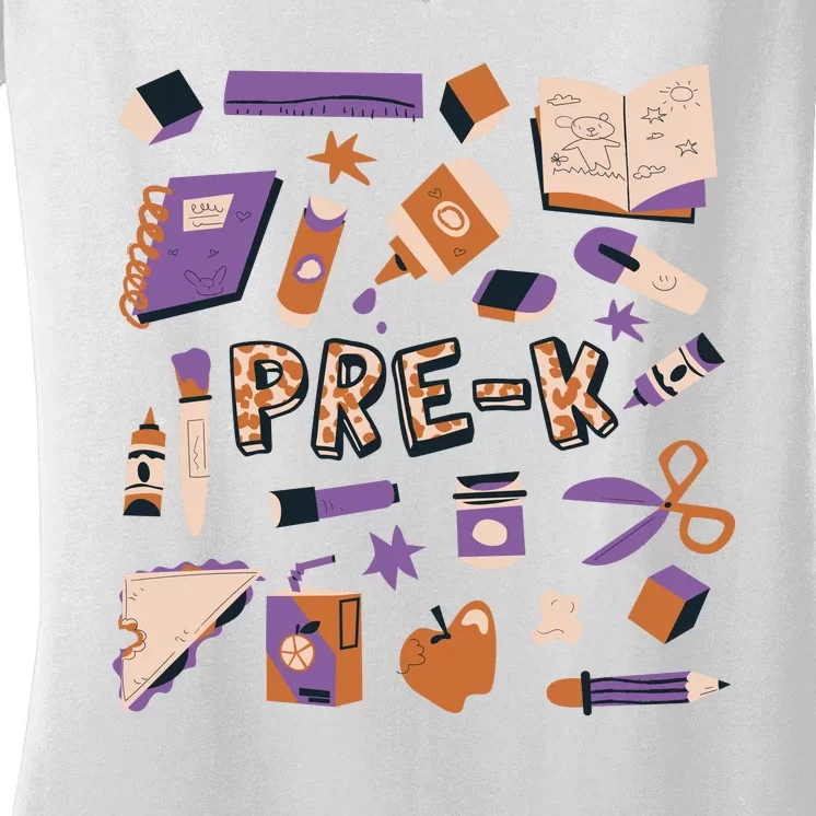 Pre K Kindergarten Back To School Women's V-Neck T-Shirt