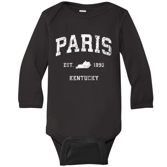 Paris Kentucky Ky Vintage Athletic Sports Design Baby Long Sleeve Bodysuit