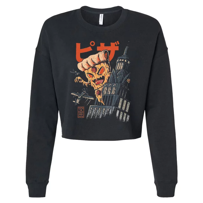 Pizza Kong Kaiju Monsters Fast Food Japanese Art Cropped Pullover Crew