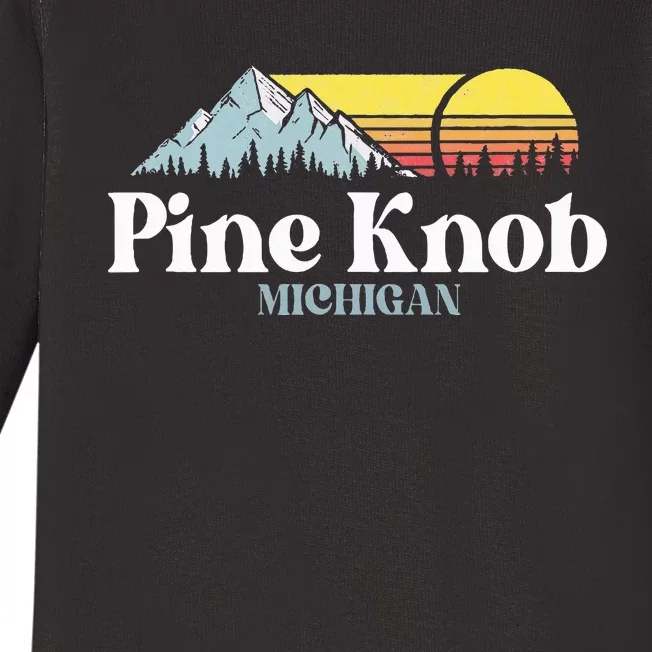 Pine Knob Michigan Ski Snowboarding Vacations Hiking Trails Baby Long Sleeve Bodysuit