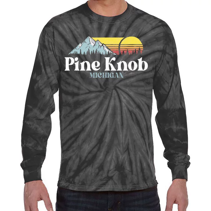 Pine Knob Michigan Ski Snowboarding Vacations Hiking Trails Tie-Dye Long Sleeve Shirt