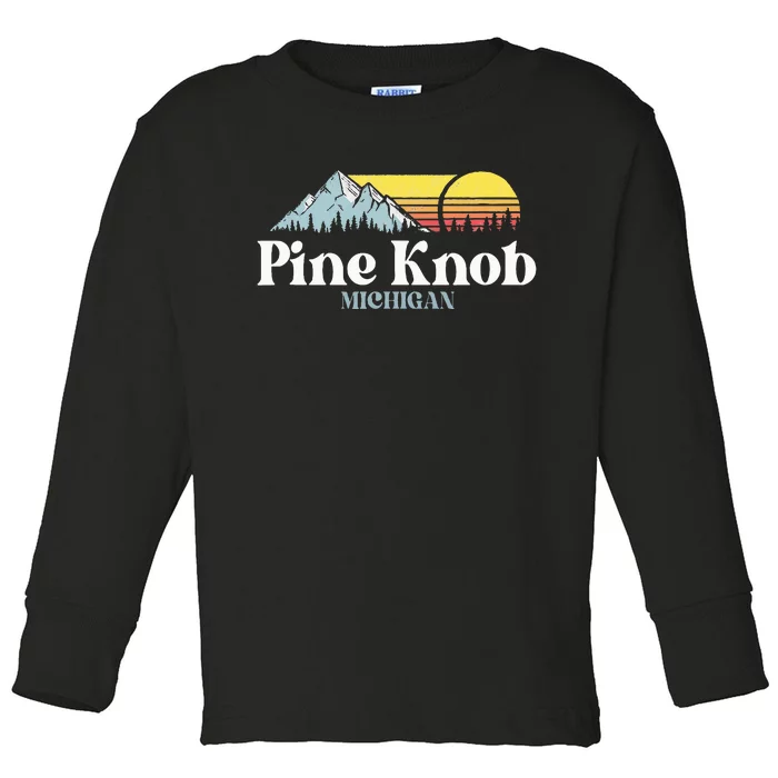 Pine Knob Michigan Ski Snowboarding Vacations Hiking Trails Toddler Long Sleeve Shirt